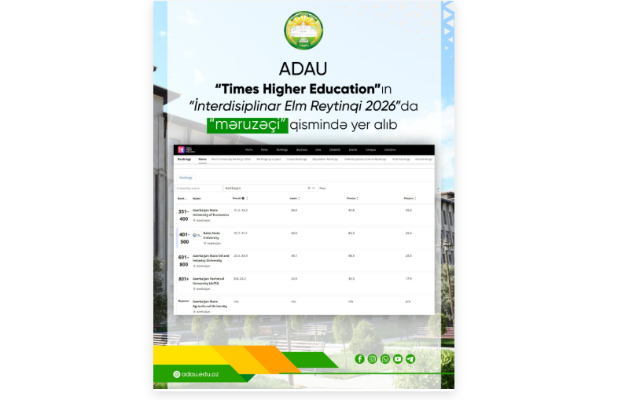 ADAU “İnterdisiplinar Elm Reytinqi 2026”da yer aldı 